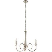 Loops Luxury Hanging Ceiling Pendant Light Bright Nickel & Crystal 3 Lamp Chandelier in Metallics