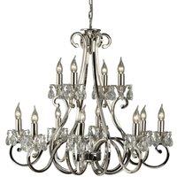 Loops Esher Ceiling Pendant Chandelier Polished Nickel & Crystal Curved 12 Lamp Light in Metallics