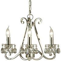 Loops Esher Ceiling Pendant Chandelier Polished Nickel & Crystal Curved 3 Lamp Light in Metallics