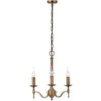 Loops Avery Ceiling Pendant Chandelier Light 3 Lamp Antique Brass Curved Candelabra in Metallics