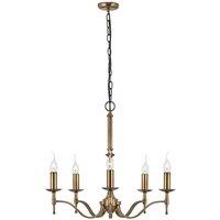 Loops Avery Ceiling Pendant Chandelier Light 5 Lamp Antique Brass Curved Candelabra in Metallics