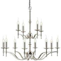 Loops Avery Ceiling Pendant Chandelier Light 12 Lamp Bright Nickel Curved Candelabra in Metallics