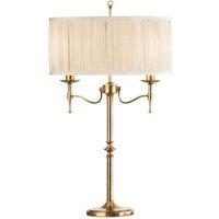Loops Avery Luxury Twin Table Lamp Antique Brass & Beige Shade Traditional Bulb Holder in Metallics