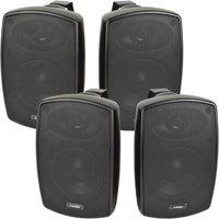 Loops 4x 4 60W Black Outdoor Rated Speakers 8 OHM Weatherproof Wall Mounted HiFi