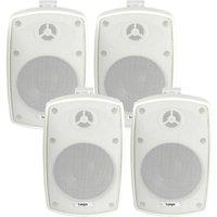 Loops 4x 8 160W White Outdoor Rated Speakers 8 OHM Weatherproof Wall Mounted HiFi