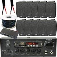 Loops Outdoor Bluetooth Speaker Kit 10x 60W Black Stereo Amp 5 Zone Garden Parties