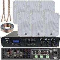 Loops 1200W Bluetooth Sound System 6x 200W White Wall Speaker 6 Zone Matrix Amplifier