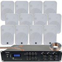 Loops 1200W Bluetooth Sound System 12x 200W White Wall Speaker 6 Zone Matrix Amplifier