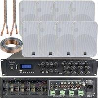 Loops 1600W Bluetooth Sound System 8x 200W White Wall Speaker 8 Zone Matrix Amplifier
