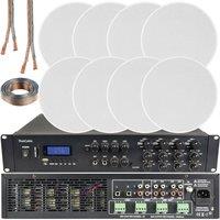 Loops 1600W Bluetooth Sound System 8x 120W Slim Ceiling Speaker 8 Zone Mixer Amplifier