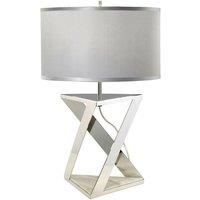 Loops Table Lamp Silver Grey Cylinder Shade Nickel White Marble LED E27 60W in Metallics