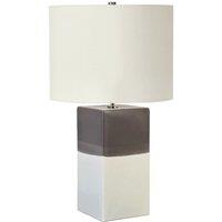 Loops Table Lamp Ceramic Light Grey Faux Silk Shade Cream & Grey Base LED E27 60W