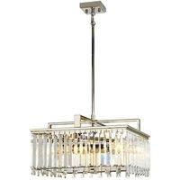 Loops 4 Bulb Chandelier LIght Cut Glass Crystals Highly Polished Nickel LED E27 60W in Metallics