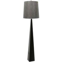 Loops Floor Lamp Tapered Column Dark Grey Faux Silk Shade Black LED E27 100W Bulb