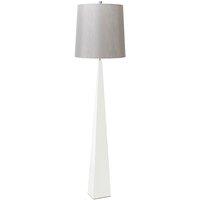 Loops Floor Lamp White Steel Tapered Column Grey Shade Included White LED E27 100W
