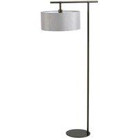 Loops Floor Lamp Painted Dark Brown Grey Cylinder Shade Dark Brown LED E27 60W Bulb