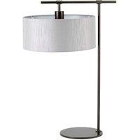 Loops Table Lamp Grey Cylinder Shade Modern Style Dark Brown LED E27 60W Bulb