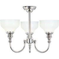 Loops IP 44 3 Bulb Chandelier Glass Shades Polished Chrome LED G9 3.5W in Clear