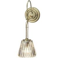 Loops IP44 Wall Light Rope Effect Cable Ribbed Glass Shade Brushed Brass LED G9 3.5W in Clear