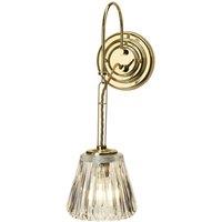 Loops IP44 Wall Light Rope Effect Cable Ribbed Glass Shade Polished Brass LED G9 3.5W in Clear