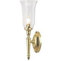 Loops IP44 Wall Light Tall Clear Glass Shade LED Included Polished Brass LED G9 3.5W