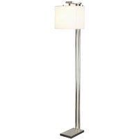 Loops Floor Lamp 2 Metal Columns White Shade Included Brushed Nickel LED E27 60W Bulb in Metallics
