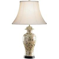 Loops Table Lamp Gold Bird Pattern Cream Double Pleat Shade LED E27 60W