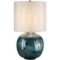 Loops Table Lamp Ocean Blue Light Grey Faux Silk Shade Included Blue LED E27 60W Bulb