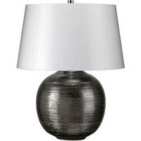 Loops Table Lamp Textured Silver Glaze Silver Fabric Shade Finial Silver LED E27 60W in Metallics