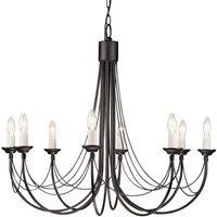 Loops 8 Bulb Chandelier LIght Gothic Style Ivory Colour Candle Tube Black LED E14 60W