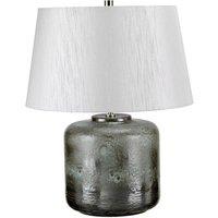 Loops Table Lamp Aged Graphite Metallic Glaze Light Grey Faux Silk Shade LED E27 60W