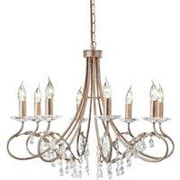 Loops 8 Bulb Chandelier Hanging Pendant LIght Silver/Gold LED E14 60W Bulb in Metallics