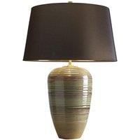 Loops Table Lamp Ceramic Textured Green & Brown Glaze Brown Shade LED E27 60W