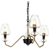 Loops 3 Bulb Pendant Light Fitting Aged Brass Finish Charcoal Black Paint LED E14 40W