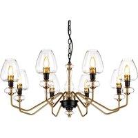 Loops 8 Bulb Chandelier Aged Brass Finish Plated & Charcoal Black Paint LED E14 40W