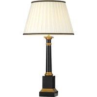 Loops Table Lamp Black Column Ivory Box Pleat Shade with Black & Gold Trim LED E27 60w