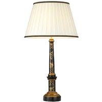 Loops Single Table Lamp Ivory with Black & Gold Trim Shade LED E27 60w Bulb d00460