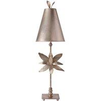 Loops Table Lamp Silver Shade Flower Leaf Design Silver Leaf Finish LED E27 60W in Metallics