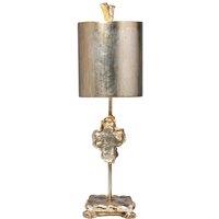 Loops Table Lamp Caarving On Stem Footed Base Matching Shade Silver Leaf LED E27 60W in Metallics