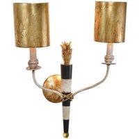 Loops Twin Wall Light Sconce Black & White Central Stem Gold Shades LED E14 60W