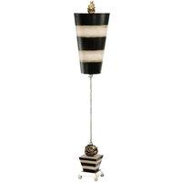 Loops Table Lamp Silver Leaf Ball Feet Taupe & Black Striped Base & Shade LED E27 60W
