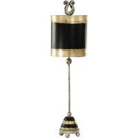 Loops Table Lamp Silver Leaf Ball Feet Gold & Black Striped Base & Shade LED E27 60W