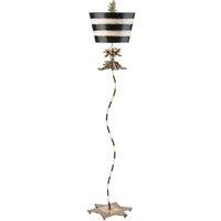 Loops Floor Lamp Gold Leaf & Black Striped Stem Star Base Striped Shade LED E27 100W