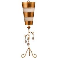 Loops Table Lamp Cream & Gold Stripes Tapered Shades Hanging Crystals LED E27 60W