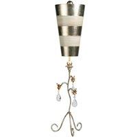 Loops Table Lamp Silver & Cream Stripes Tapered Shades Hanging Crystals LED E27 60W in Metallics