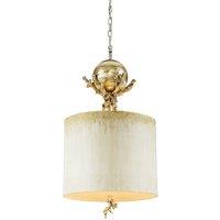 Loops 1 Bulb Ceiling Pendant Light Fitting Putty Patina & Silver Leaf LED E27 60W in Metallics