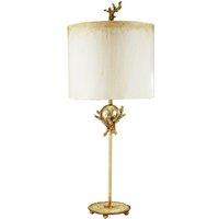 Loops Table Lamp Putty Patina Base & Stem Silver Leaf Orb Silver Shade LED E27 60W in Metallics
