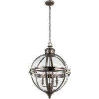 Loops 4 Bulb Chandelier Hanging Pendant LIght Antique Nickel LED E14 60W Bulb in Metallics