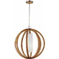 Loops 1 Bulb Ceiling Pendant Light Fitting Light Wood Brushed Steel LED E27 75W Bulb in Metallics