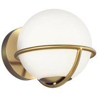 Loops Wall Light White Opal Etched Glass Globes Burnished Brass LED G9 3.5W